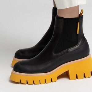 Oncept Indio Boots Black Citrus Orange Free People Leather Size 7